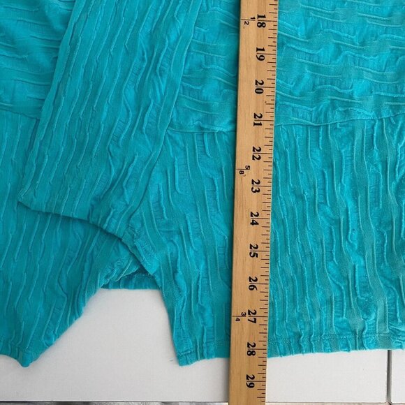 LULU B Teal Blue Textured Open Cardigan Sweater Size M 3/4 Sleeves - Picture 9 of 10
